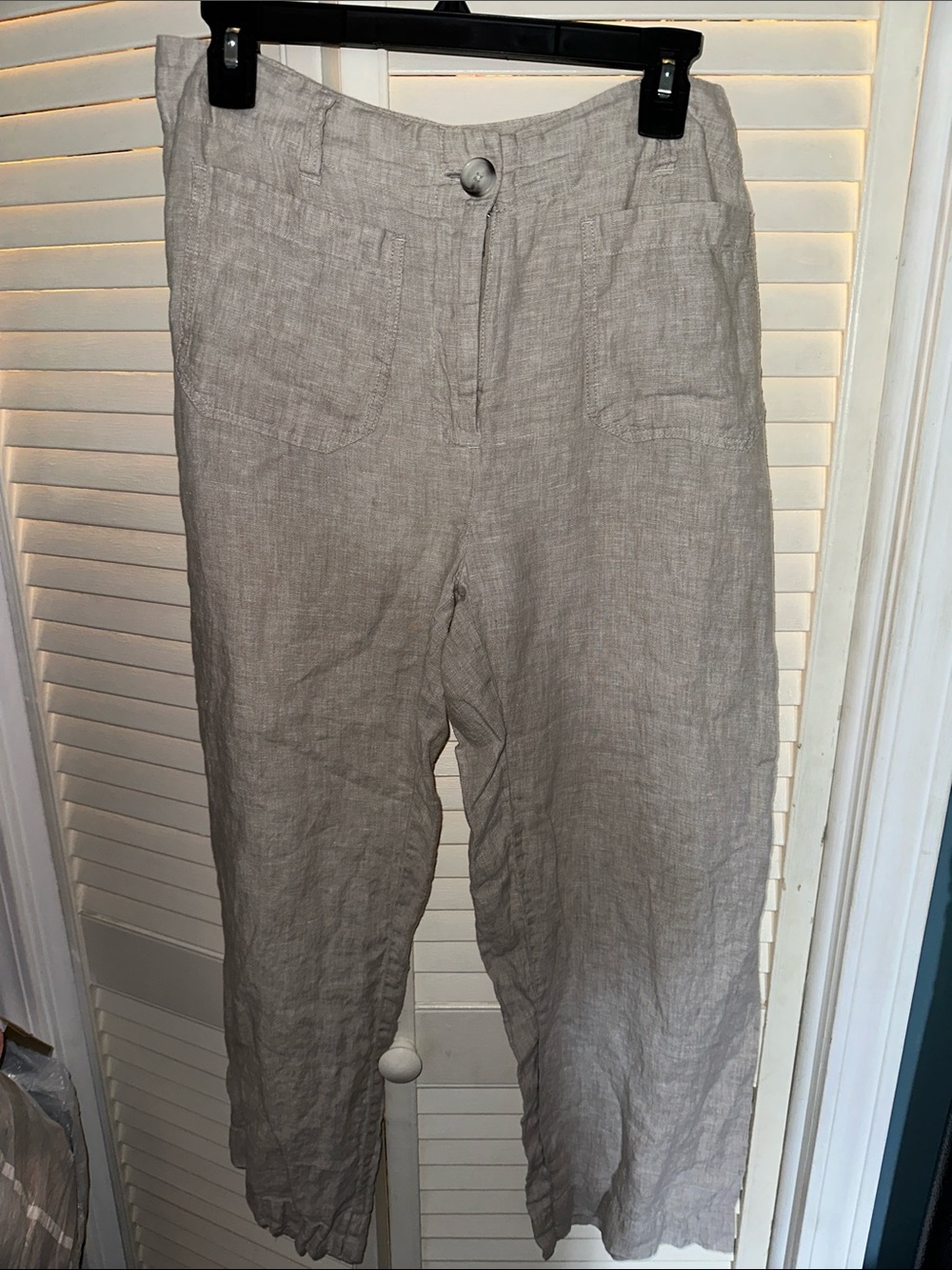 Quince Beige Straight-Leg Linen Pants
